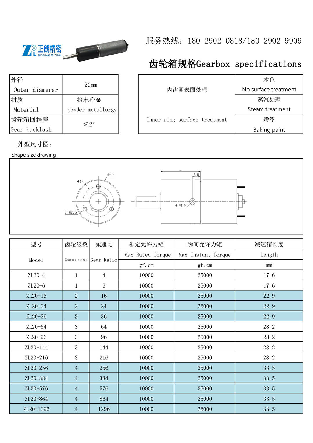 20齿轮箱规格